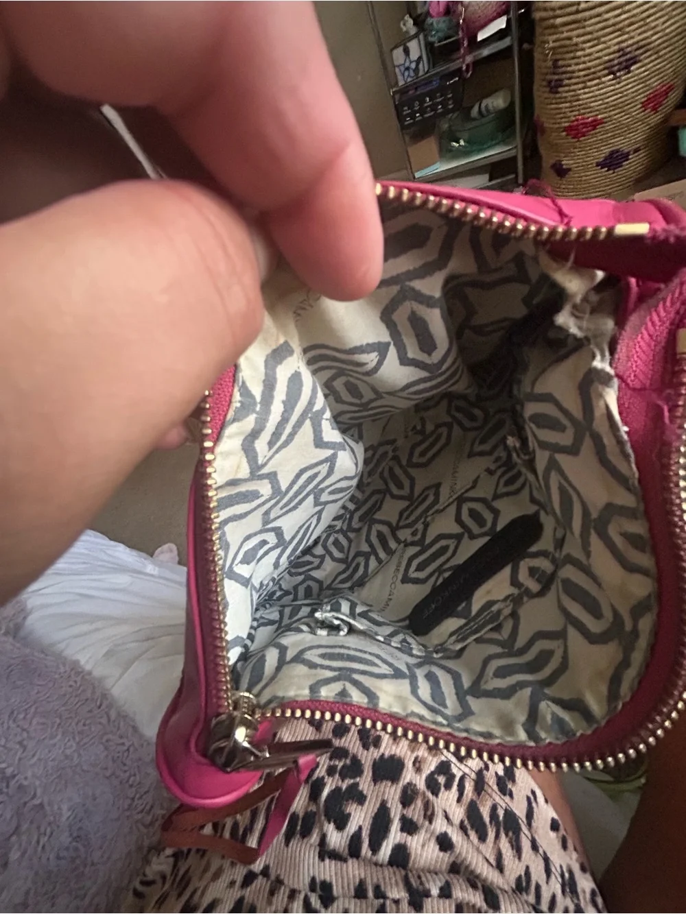Hot Pink Leather Crossbody Bag with Chain Strap SEE DESCRIPTION